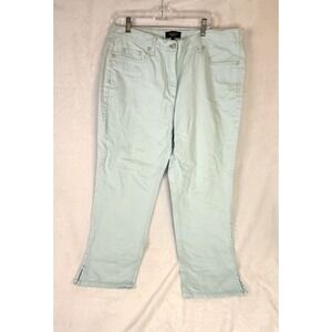 Talbots Mint Green Capri Pants Sz 16 Stretch Cotton Ankle Casual Career